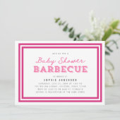 Roze Gingham Baby shower Barbecue Kaart (Staand voorkant)