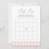 Roze Gingham Baby shower Bingo spel Kaart (Voorkant)