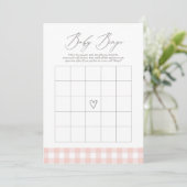 Roze Gingham Baby shower Bingo spel Kaart (Staand voorkant)