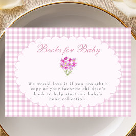 Roze Gingham Baby Shower Boeken Voor Baby Kaart