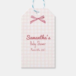 Roze Gingham Baby Shower Cadeautags Cadeaulabel