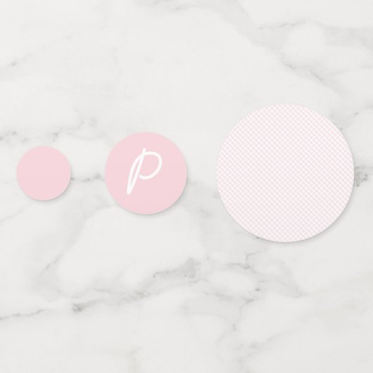 Roze gingham baby shower confetti (Achterkanten)