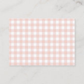 Roze Gingham Baby shower Display Douche Informatiekaartje (Achterkant)