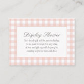 Roze Gingham Baby shower Display Douche Informatiekaartje (Voorkant)