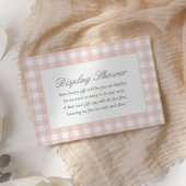 Roze Gingham Baby shower Display Douche Informatiekaartje