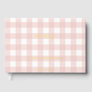Roze Gingham Baby Shower Gastboek Gastenboek