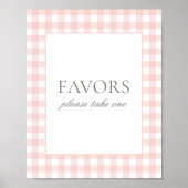 Roze Gingham Baby shower gunsten teken Poster (Voorkant)