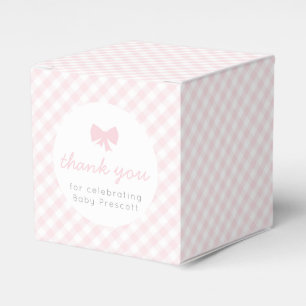 Roze gingham-baby shower, gunstige box bedankdoosjes