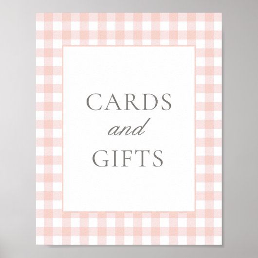 Roze Gingham Baby shower Kaarten en geschenken tek Poster (Voorkant)