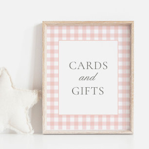Roze Gingham Baby shower Kaarten en geschenken tek Poster