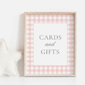 Roze Gingham Baby shower Kaarten en geschenken tek Poster