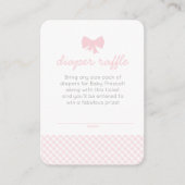 Roze gingham baby shower luier loterij ticket informatiekaartje (Voorkant)