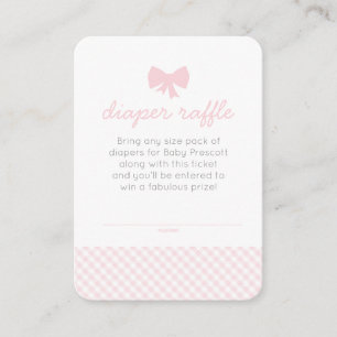 Roze gingham baby shower luier loterij ticket informatiekaartje