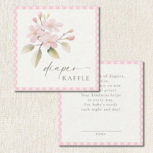 Roze Gingham Baby Shower Luier Raffle Informatiekaartje
