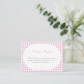 Roze Gingham Baby Shower Luier Raffle Kaart (Staand voorkant)