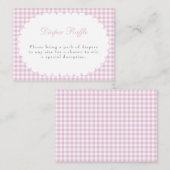 Roze Gingham Baby Shower Luier Raffle Kaart (Voorkant / Achterkant)