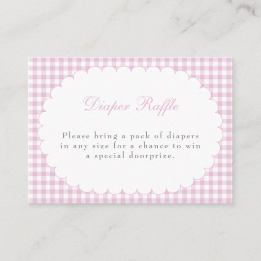 Roze Gingham Baby Shower Luier Raffle Kaart (Voorkant)