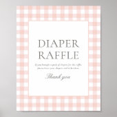 Roze Gingham Baby shower Luier Raffle Teken Poster (Voorkant)