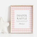 Roze Gingham Baby shower Luier Raffle Teken Poster<br><div class="desc">Nodig vrienden en familie uit om deel te nemen aan een luierloterij met dit elegante roze gingham baby shower bord.</div>