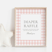 Roze Gingham Baby shower Luier Raffle Teken Poster