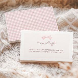 Roze Gingham Baby Shower Luiers Raffle Informatiekaartje