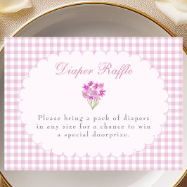 Roze Gingham Baby Shower Luiers Raffle Kaart