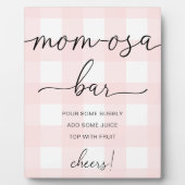 Roze Gingham Baby shower Mam-osa Bar Sign Fotoplaat (Voorkant)