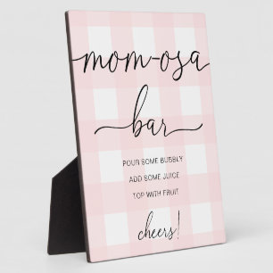 Roze Gingham Baby shower Mam-osa Bar Sign Fotoplaat