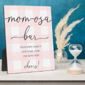 Roze Gingham Baby shower Mam-osa Bar Sign Fotoplaat (Zijkant)