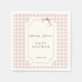 Roze Gingham Baby shower servet met boog (Voorkant)
