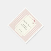 Roze Gingham Baby shower servet met boog (Hoek)
