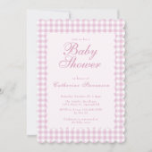 Roze Gingham Baby Shower Uitnodiging (Voorkant)
