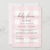 Roze Gingham Baby Shower Uitnodiging per Post (Voorkant)
