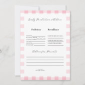 Roze Gingham Baby Shower Voorspellingen II Kaart (Voorkant)