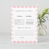 Roze Gingham Baby Shower Voorspellingen II Kaart (Staand voorkant)