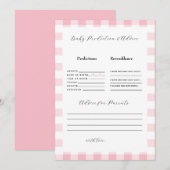 Roze Gingham Baby Shower Voorspellingen II Kaart (Voorkant / Achterkant)