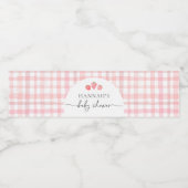 Roze Gingham Baby shower waterflesetiketten Waterfles Etiket (Enkel label)
