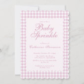 Roze Gingham Baby Sprinkle Uitnodiging (Voorkant)