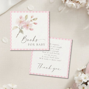Roze Gingham Babyboeken voor de Babyborrel Informatiekaartje