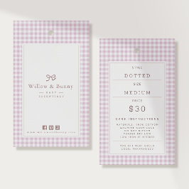 Roze Gingham Babykleding Prijskaart Hanglabel Visitekaartje