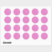 Roze Gingham Background Round Sticker (Vel)