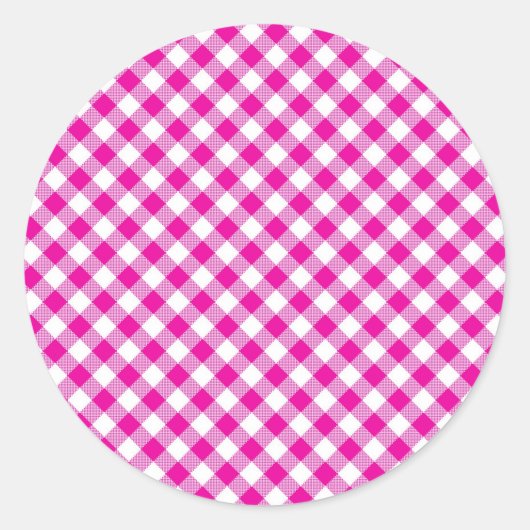 Roze Gingham Background Round Sticker (Voorkant)