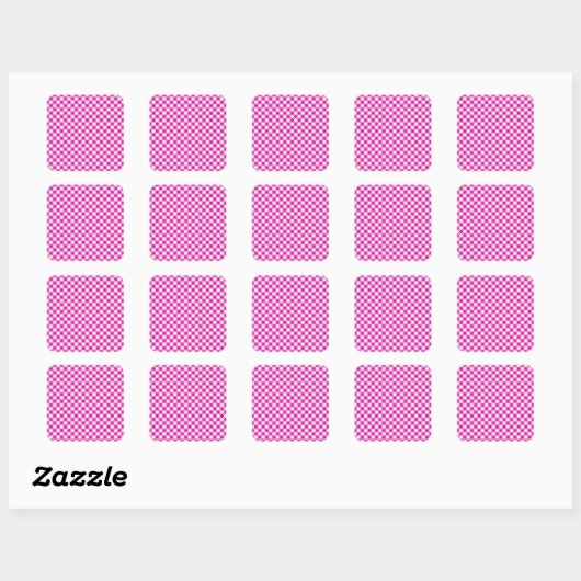 Roze Gingham Background Square Sticker (Vel)