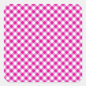 Roze Gingham Background Square Sticker (Voorkant)
