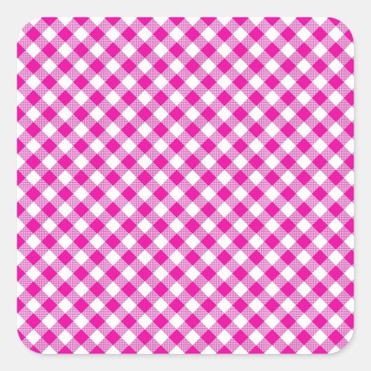 Roze Gingham Background Square Sticker (Voorkant)