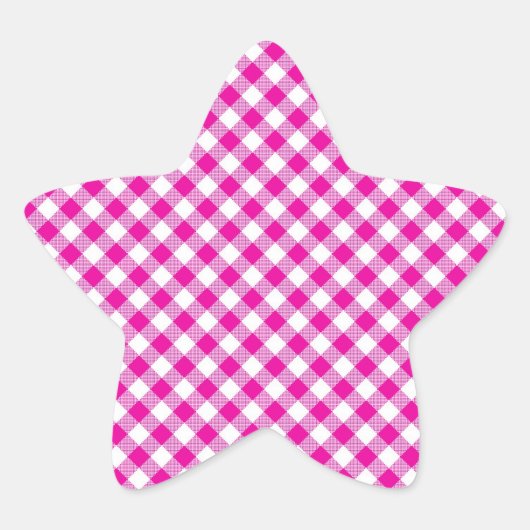Roze Gingham Background Star-Sticker Ster Sticker (Voorkant)