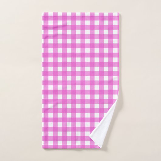 Roze gingham bad handdoek (Handdoek)