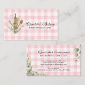 Roze Gingham Bakkerij Cake Maker Visitekaartje (Voorkant / Achterkant)