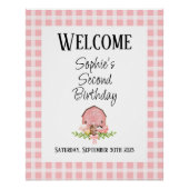 Roze Gingham Barnyard Glossy Welkom Poster (Voorkant)