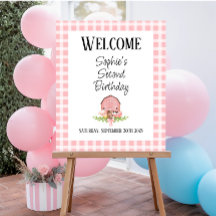 Roze Gingham Barnyard Glossy Welkom Poster